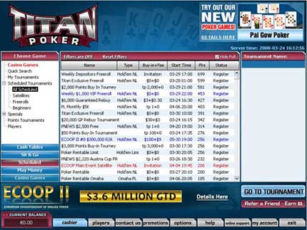 Titan Poker Lobby Titan Poker Lobby